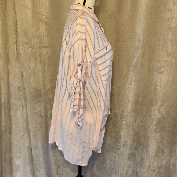 Vintage America Tunic Top white blue and orange Stripe 3/4 Sleeve NWT Plus Size - Picture 8 of 16